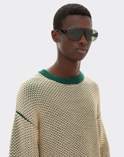 Ferrari Gafas de sol Ferrari de acetato verde oscuro transparente con cristales verdes Dark Green LA02Wf
