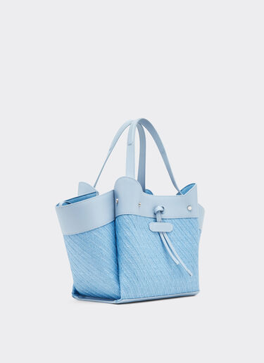 Ferrari Tote bag Ferrari piccola in rafia e pelle Blu Acciaio 49111f