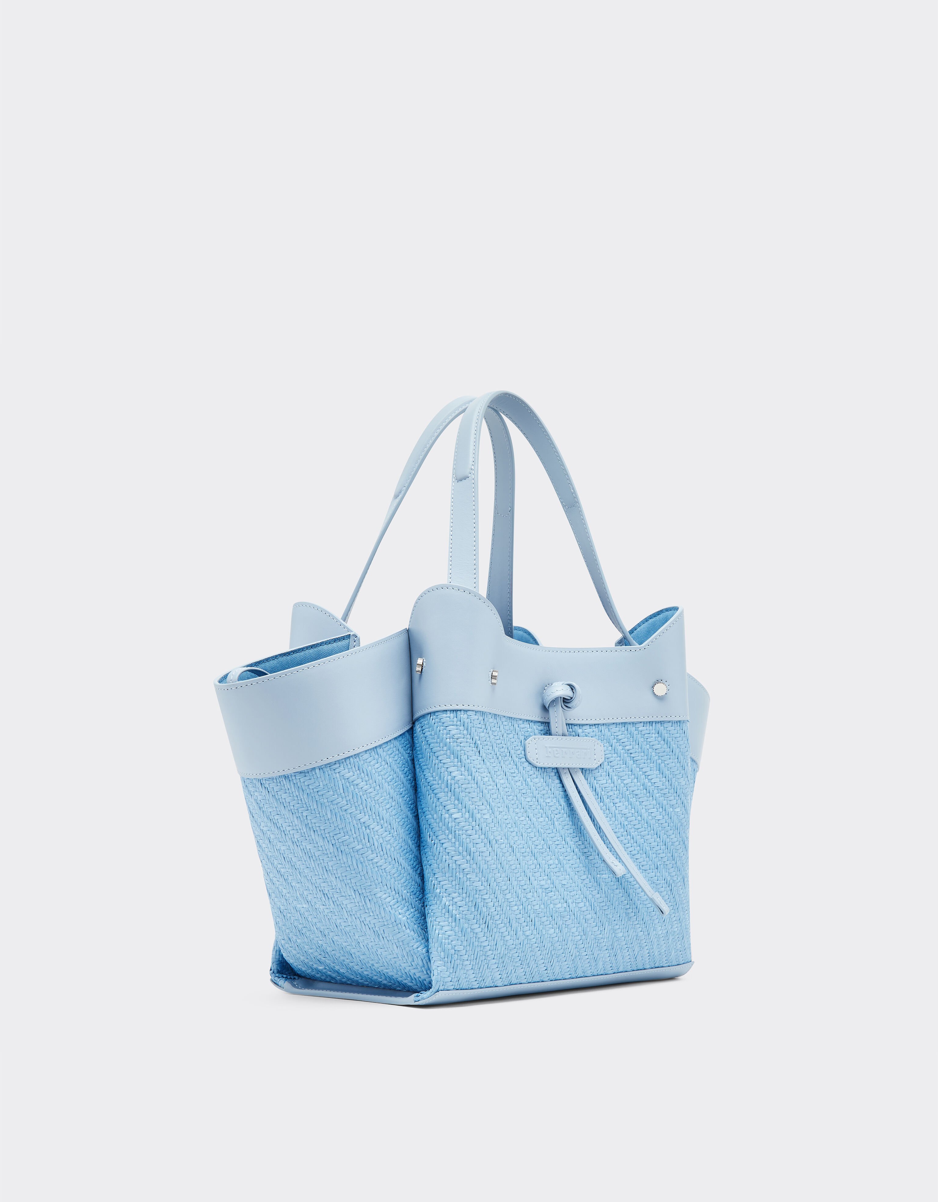 Ferrari Tote bag Ferrari piccola in rafia e pelle Blu Acciaio 49111f