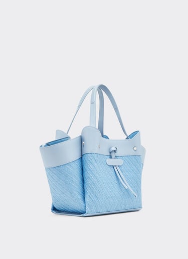 Tote bag Ferrari piccola in rafia e pelle Ferrari Tote bag Ferrari piccola in rafia e pelle Blu Acciaio 49111f