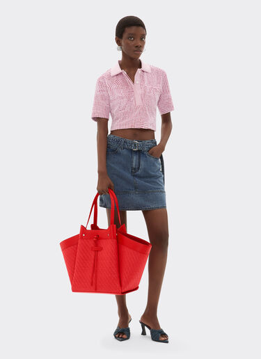 Ferrari Raffia and leather tote bag Rosso Dino 49110f