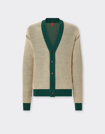 Ferrari 3D-effect cardigan in cotton-blend fabric Ecru 21831f