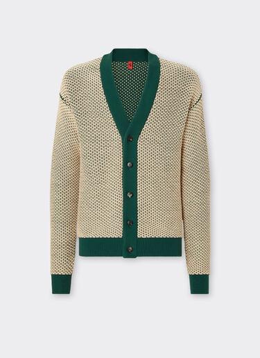 Ferrari Cardigan in misto cotone effetto 3D Ecru 21831f