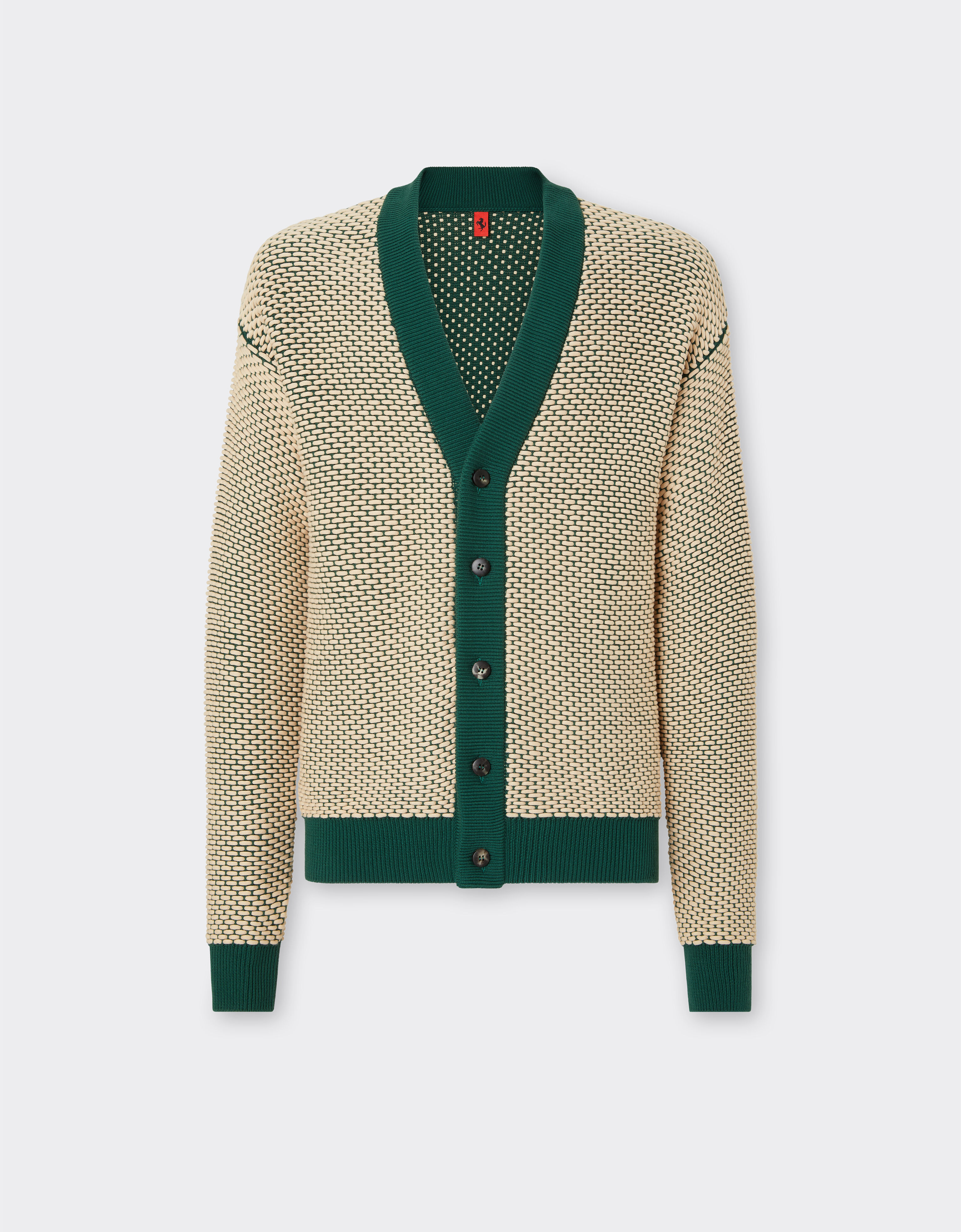 Ferrari Cardigan in misto cotone effetto 3D Ecru 21831f