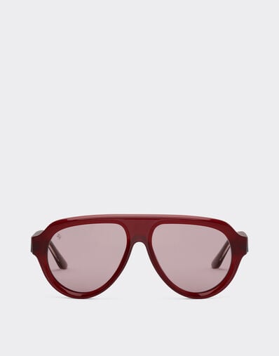 Ferrari Lunettes de soleil Ferrari en acétate rouge opale avec verres polarisés violets miroir or Rouge foncé LA0EVf