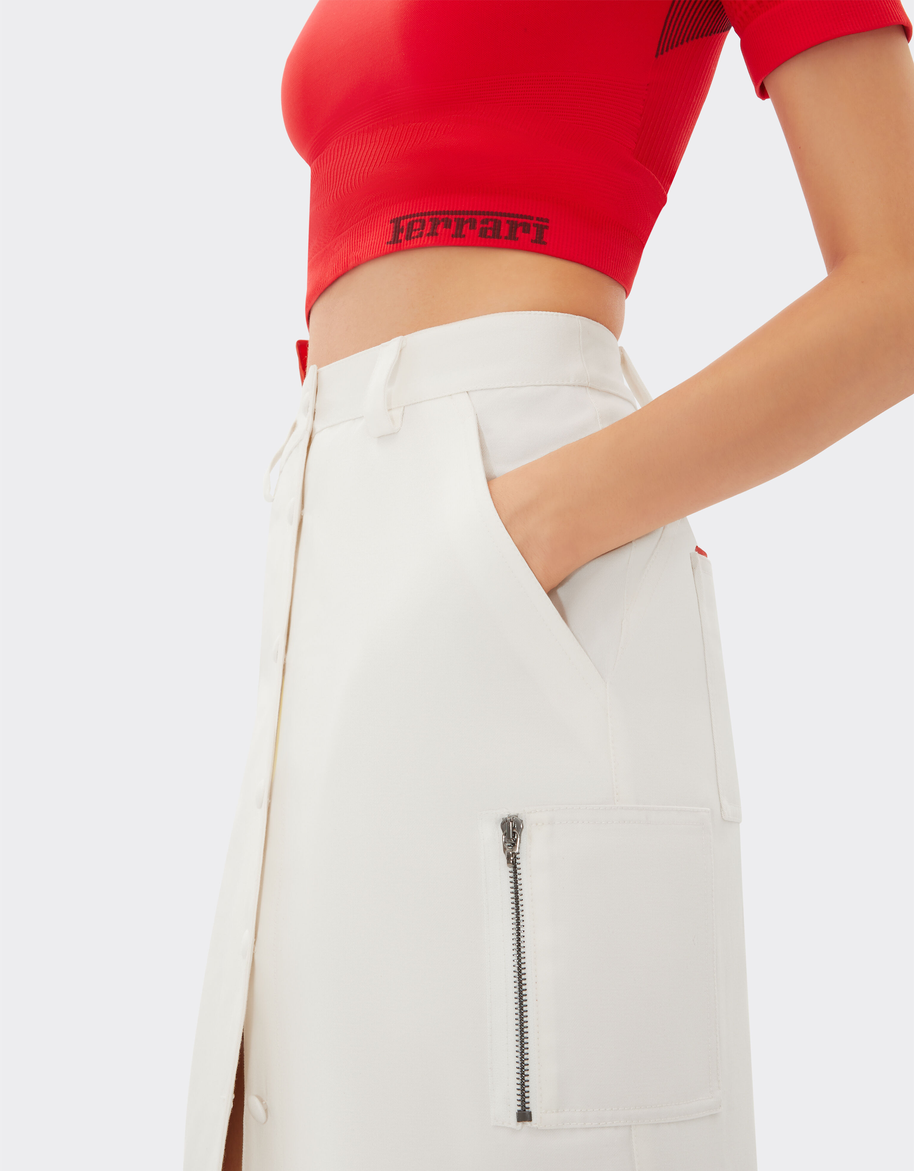 Ferrari Longuette skirt in cotton Optical White 20540f