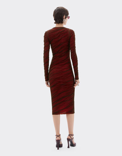 Ferrari Long-sleeved dress in wool and cotton knit Marrone Scuro CKWDR0014KWO0009f