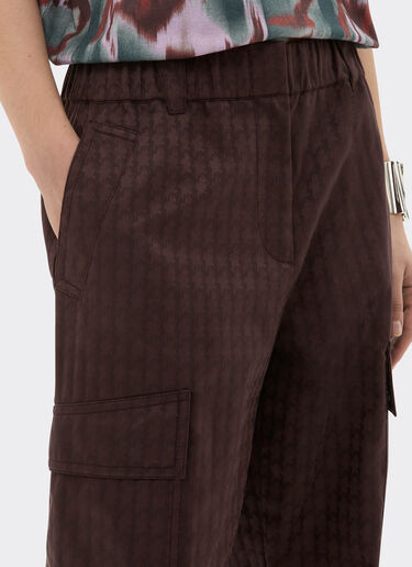 Ferrari Cargo trousers in Q-Cycle® jacquard with Cavallino Monogram Mahogany 22634f