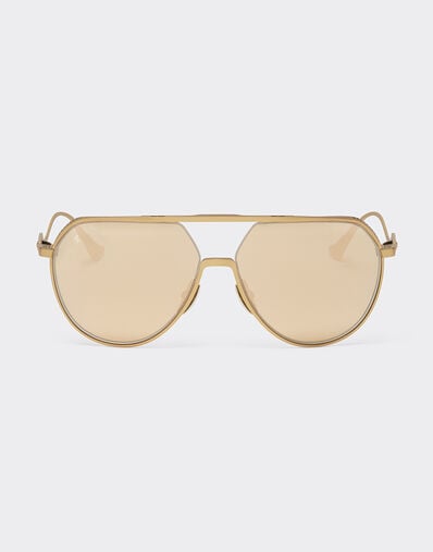 Ferrari Ferrari sunglasses in matt gold-tone titanium with gold mirror yellow lenses Satin Gold LA02Of
