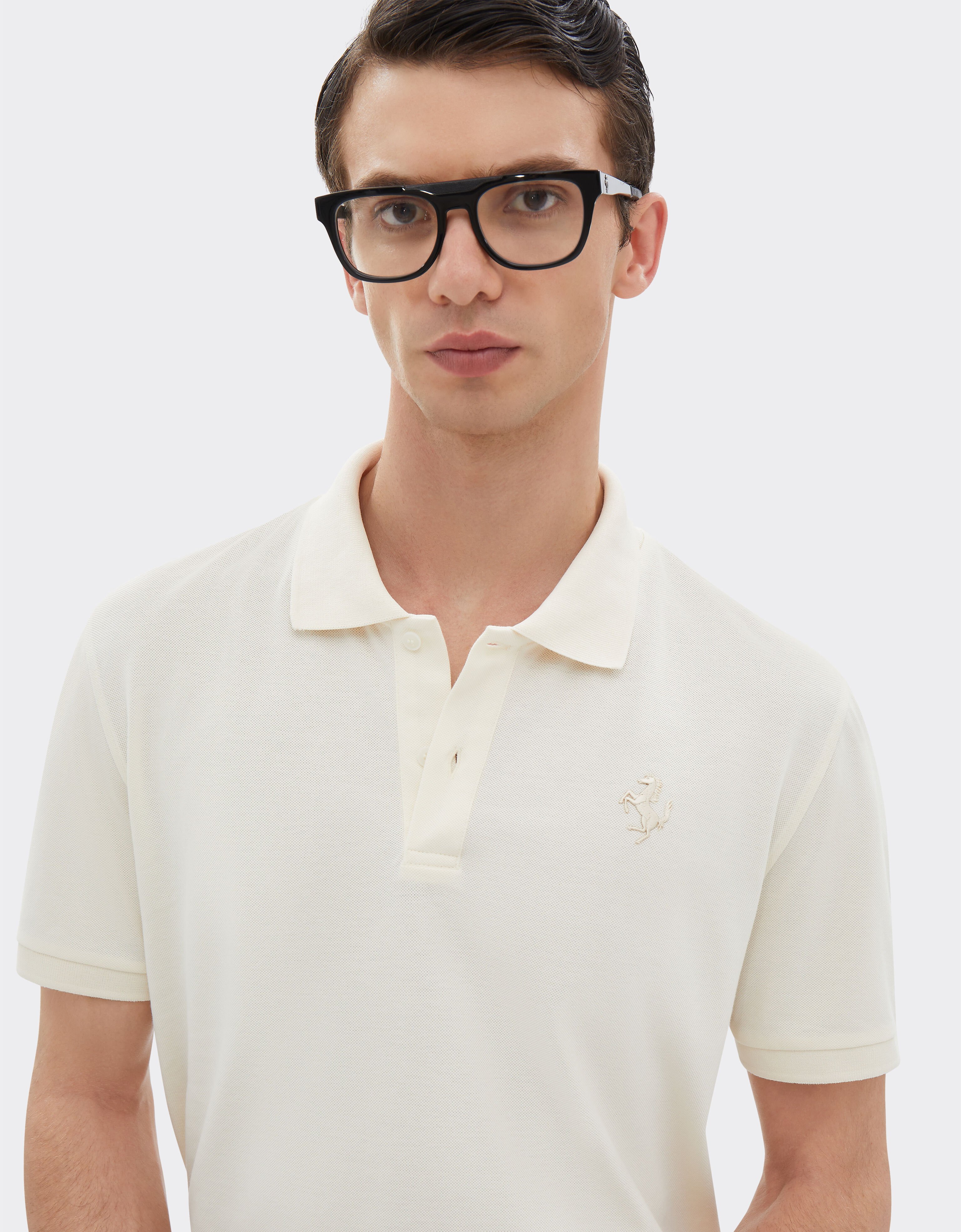 Ferrari Poloshirt aus Baumwollpiqué Elfenbein 47822f