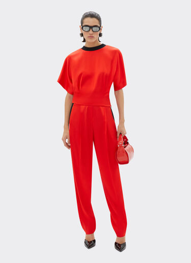 Ferrari Chinos in stretch satin twill Rosso Dino 21660f