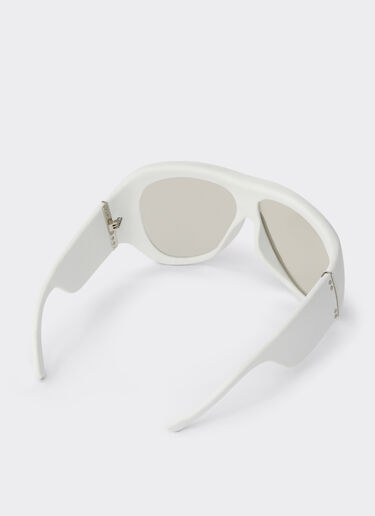 Ferrari Limited Edition Ferrari white leather covered sunglasses with silver mirror lens Optical White F1246f