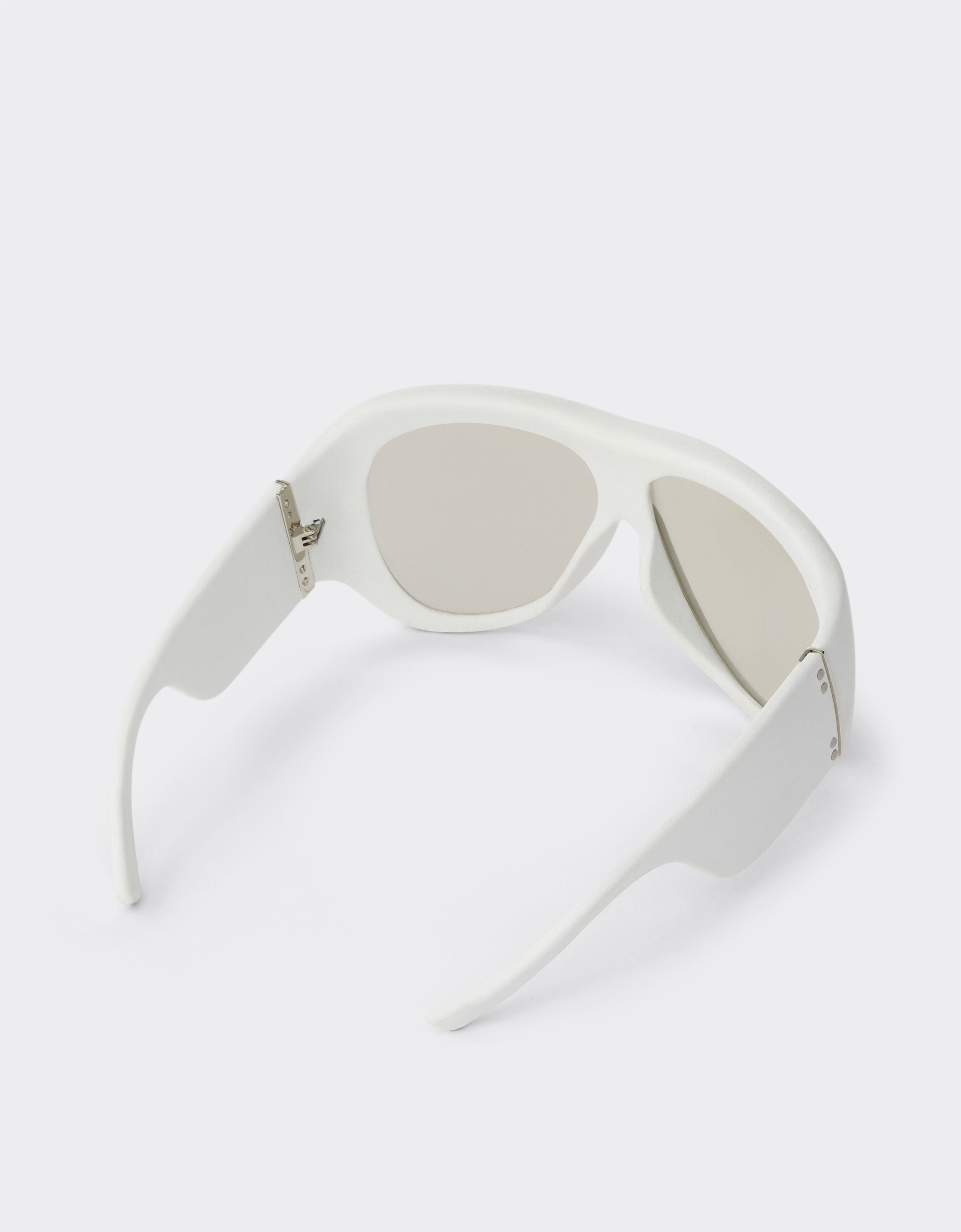 Ferrari Limited Edition Ferrari white leather covered sunglasses with silver mirror lens Optical White F1246f