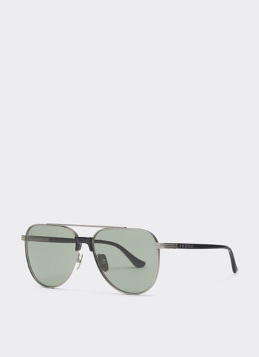 Ferrari Lunettes de soleil Ferrari en titane  argent mat et acétate avec verres vert foncé Silver LA0KRf