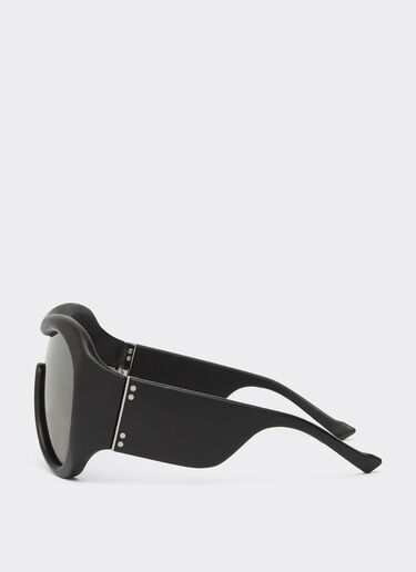 Ferrari Limited Edition Ferrari black leather covered sunglasses with black mirror lens Black F1245f