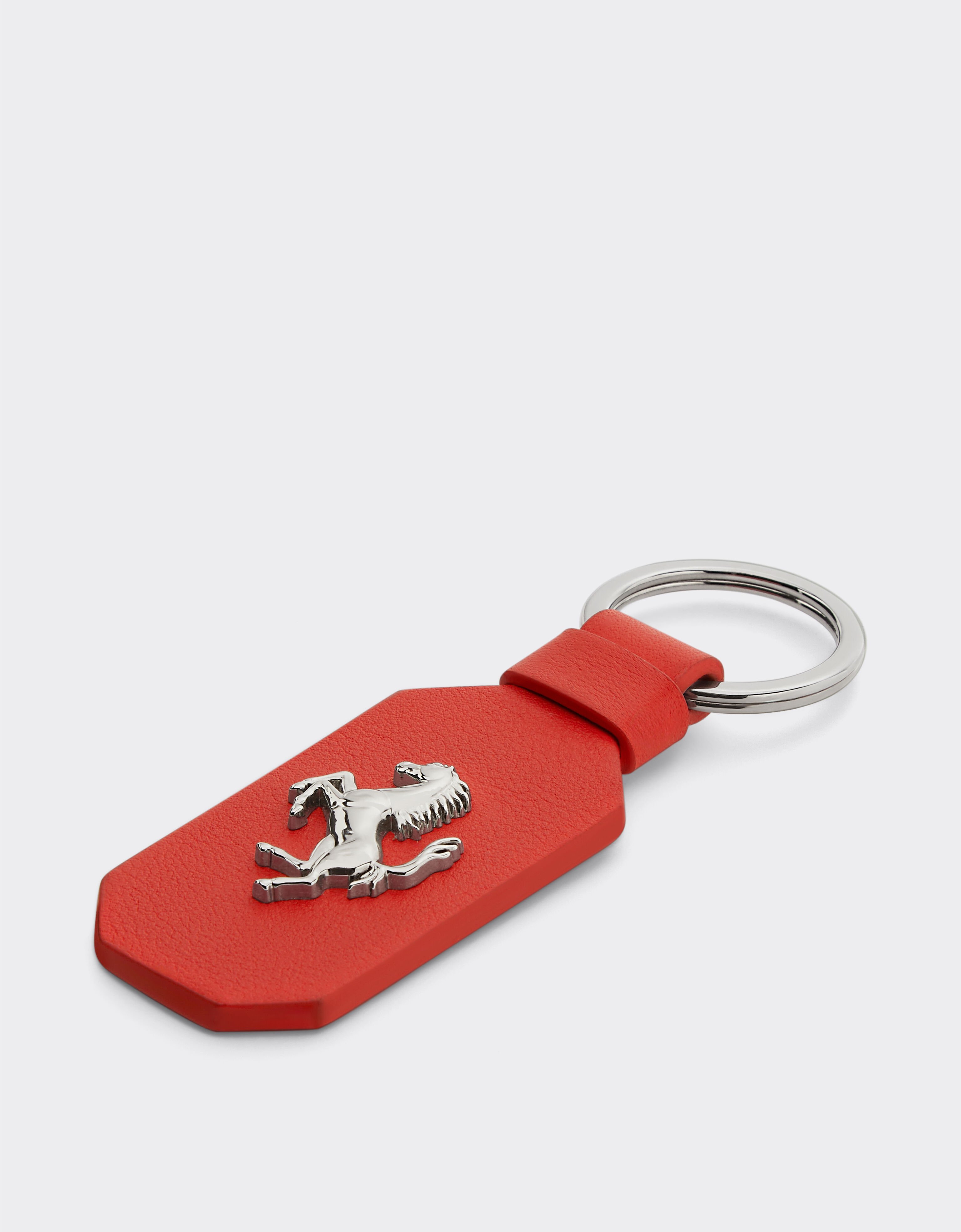 Ferrari Porte-clés en cuir avec cheval cabré Rosso Dino 22049f