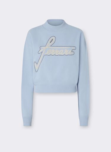 Sudadera de cuello redondo de algodón con bordado Ferrari Sudadera de cuello redondo de algodón con bordado Powder Blue CJWSW0021JCO0046f
