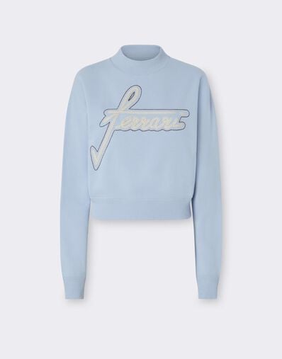 Cotton Crew-neck Sweatshirt with Embroidery Ferrari Cotton Crew-neck Sweatshirt with Embroidery Powder Blue CJWSW0021JCO0046f
