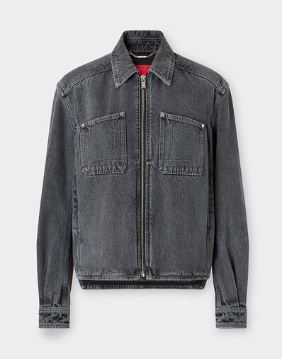 Ferrari Chaqueta de denim oscuro marmolado Granite Gray 49945f