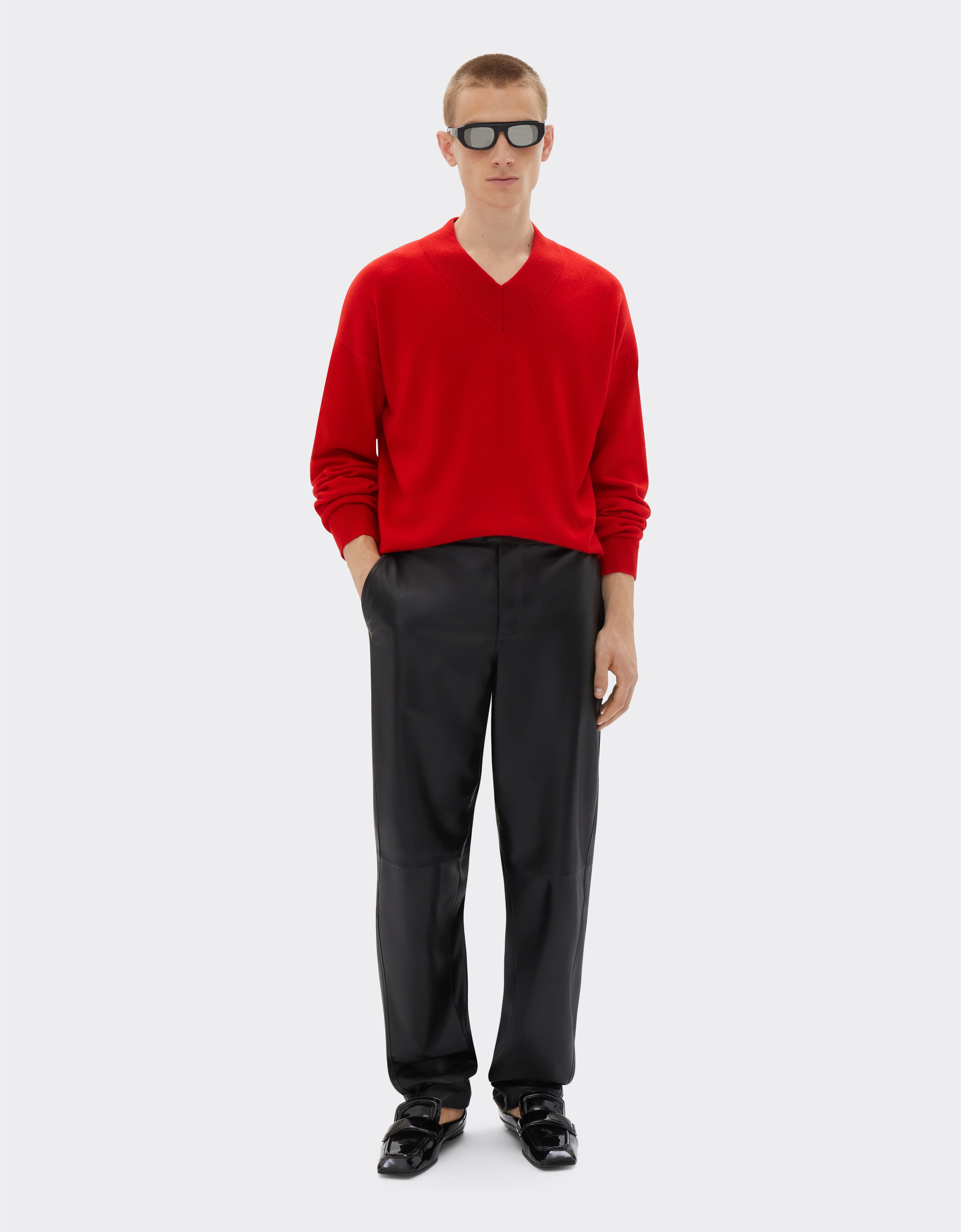 Ferrari Cashmere sweater with V-neck Rosso Dino 21651f