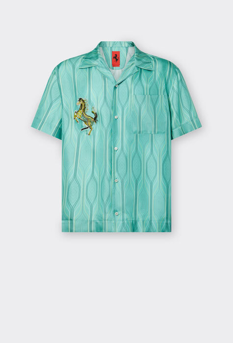 Ferrari Miami Collection short-sleeved shirt in silk Aquamarine 21229f