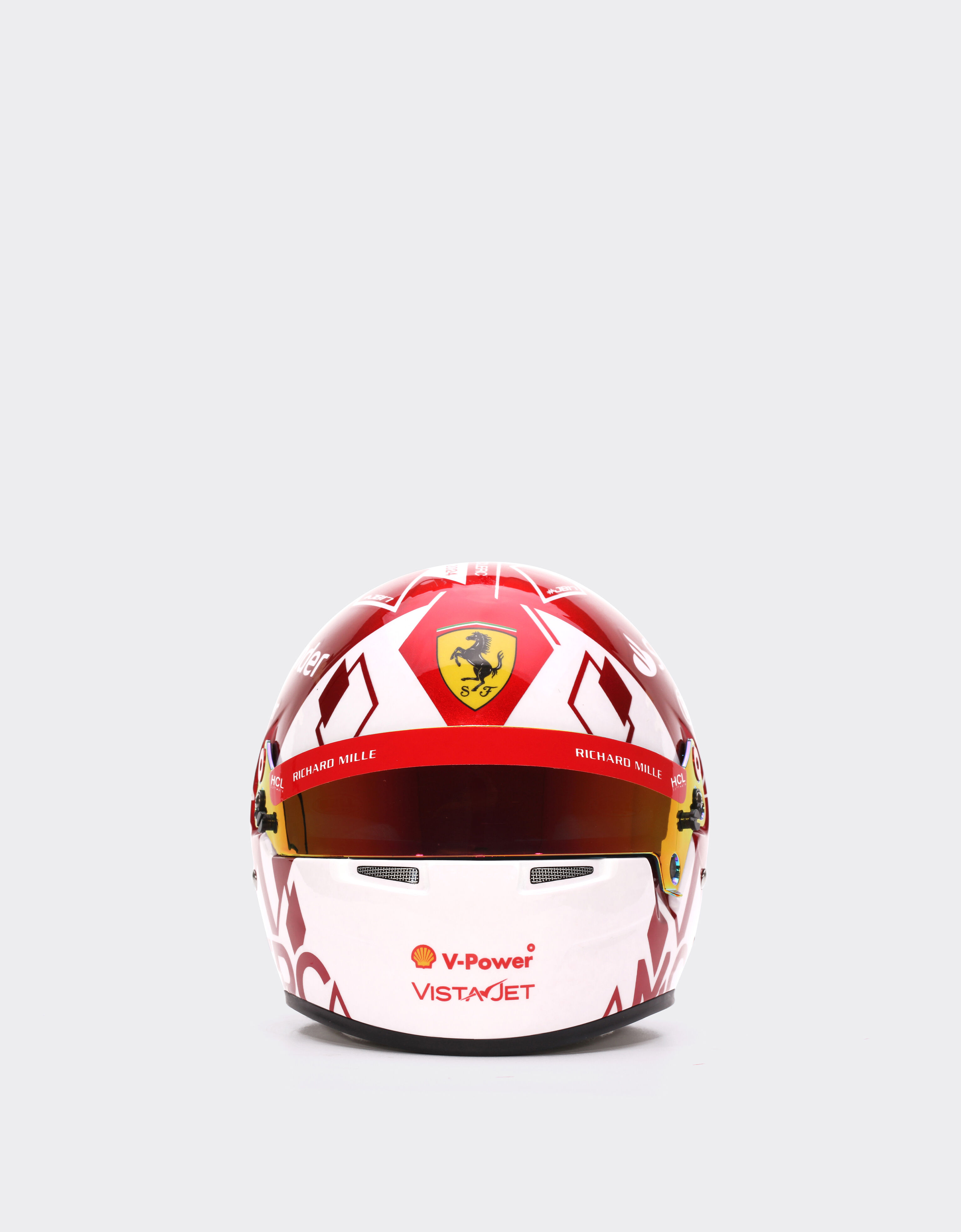 Ferrari 1:2-scale Monaco Special Edition Leclerc mini helmet Optical White F1214f