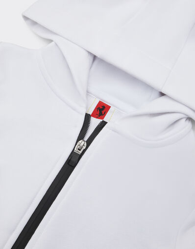 Ferrari Sweat-shirt en coton éponge avec capuche et zip Blanc optique 48526fK