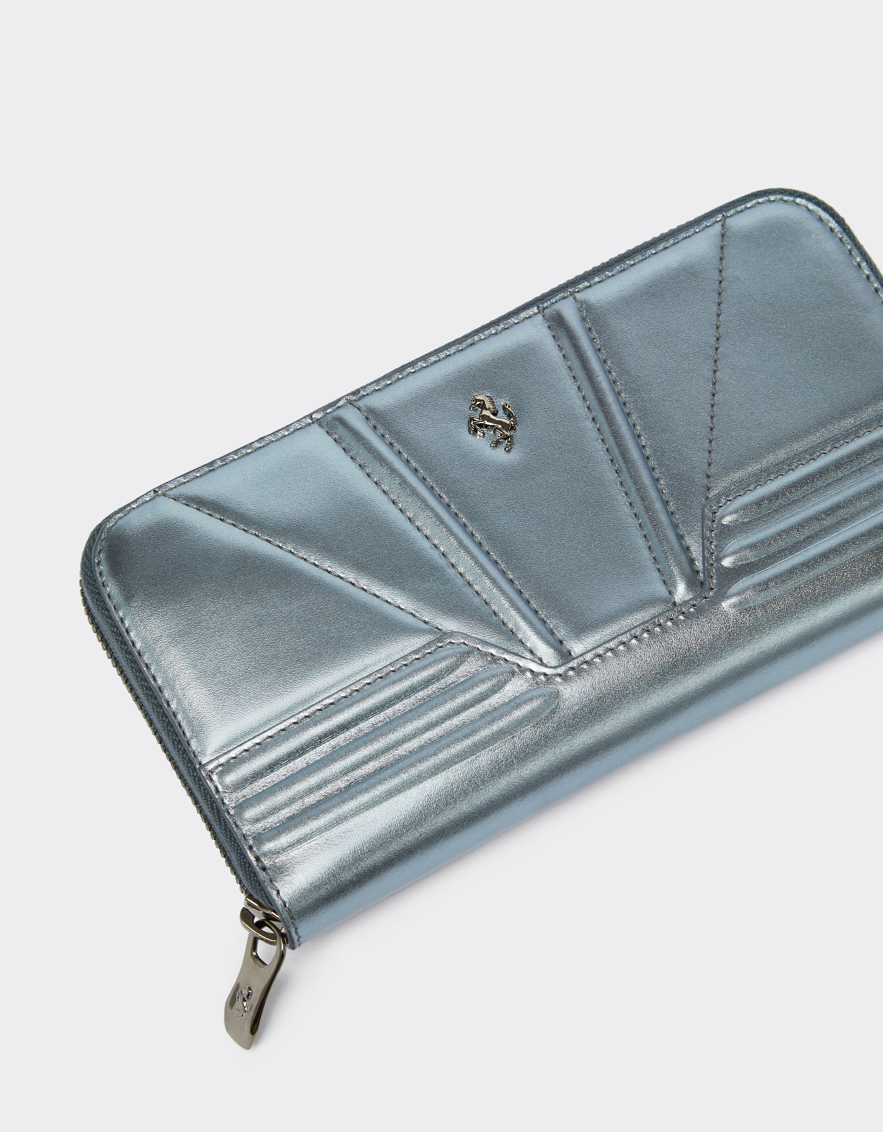 Ferrari Wallet in laminated leather with zip Azure 20245f