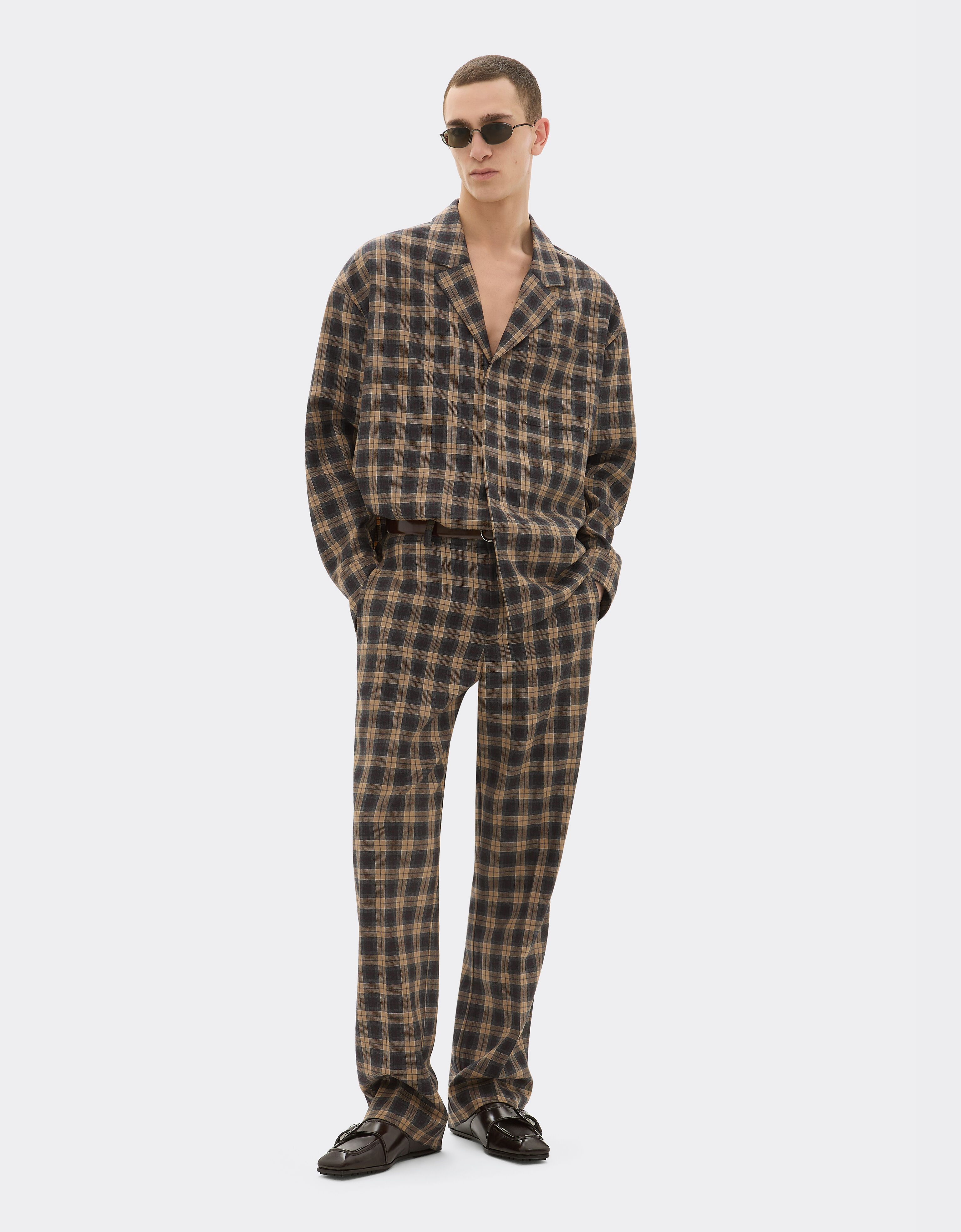 Ferrari Tartan wool chinos Melange gray 22694f