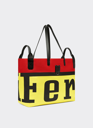 Ferrari Medium-sized Ferrari shopper GT bag in technical fabric with maxi logo Light yellow 20188f