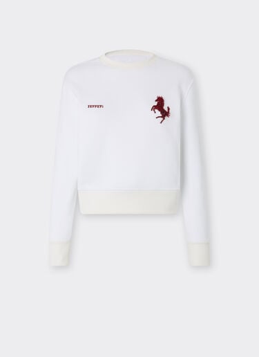Ferrari Cotton sweatshirt with embroidered Prancing Horse Optical White 51025f