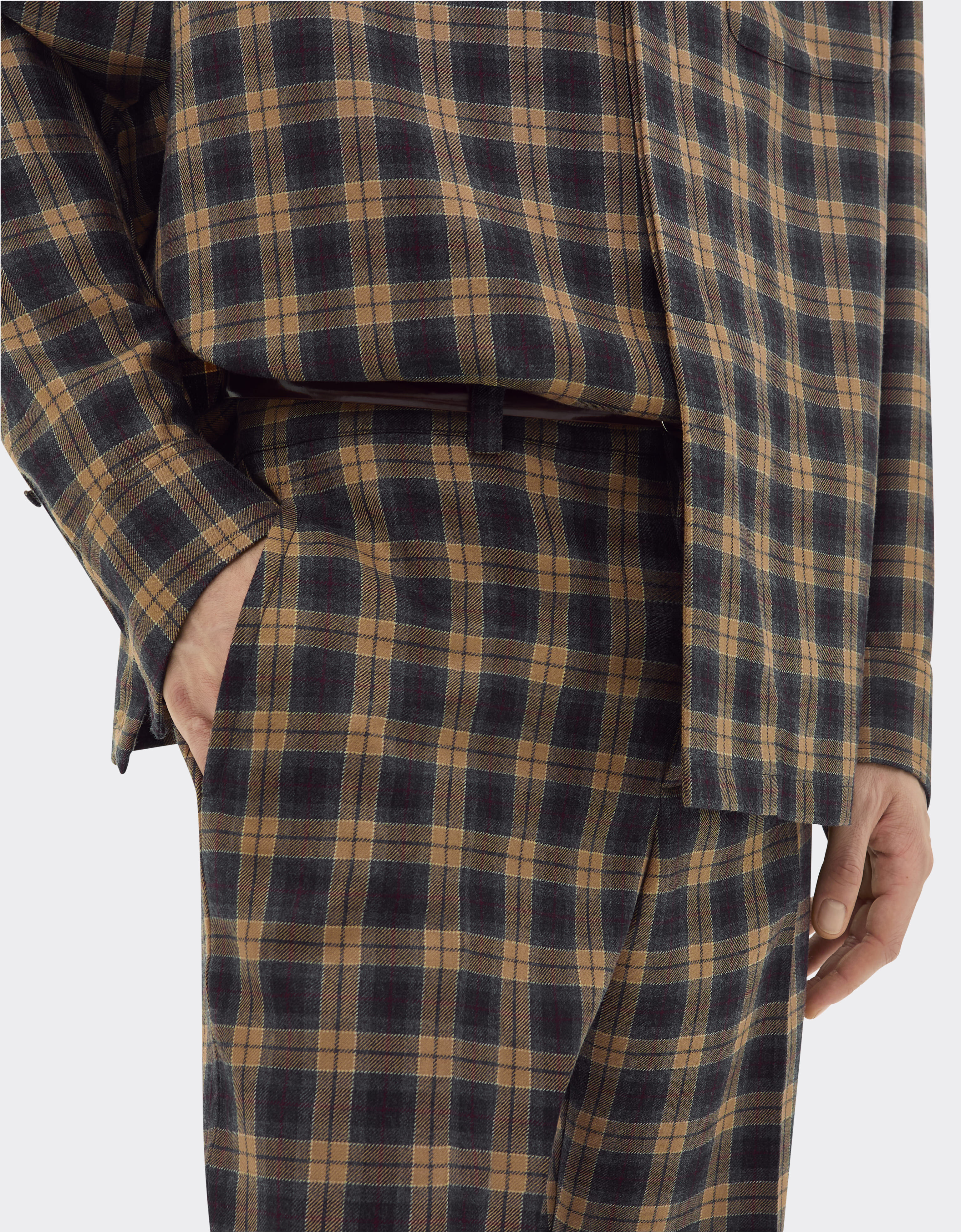 Ferrari Tartan wool chinos Melange gray 22694f
