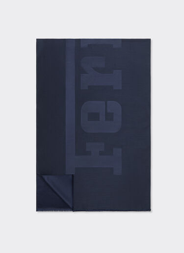 Ferrari Wool and silk scarf with Ferrari logo Navy 22718f