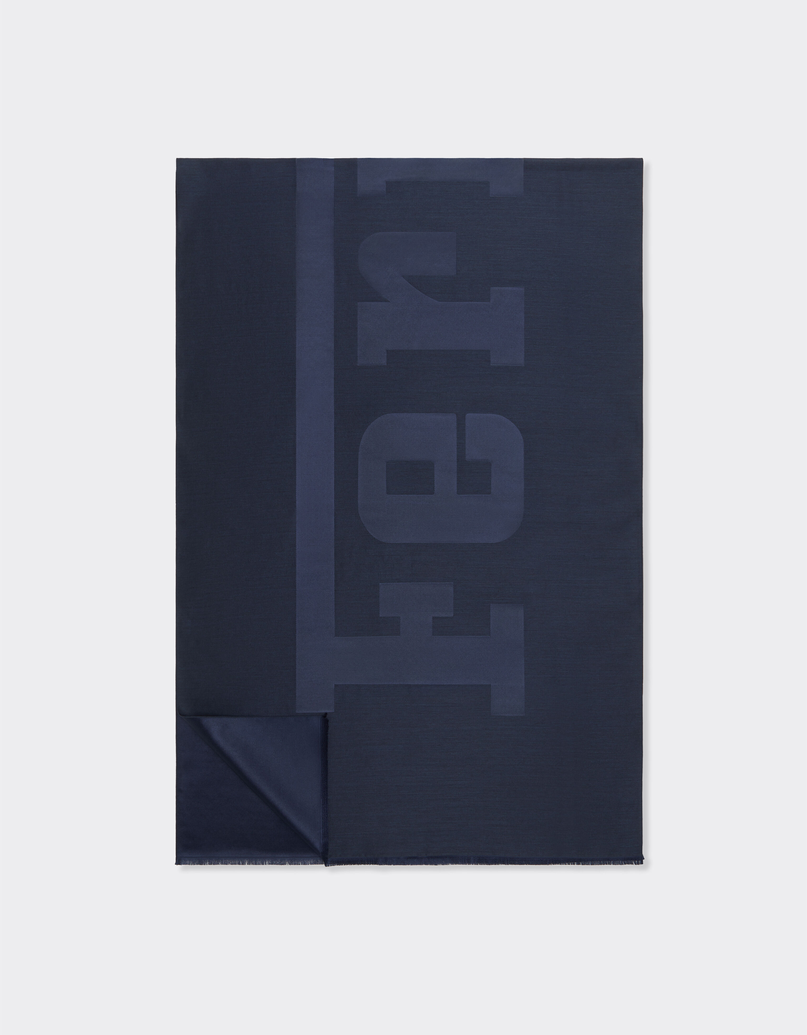 Ferrari Wool and silk scarf with Ferrari logo Navy 22718f