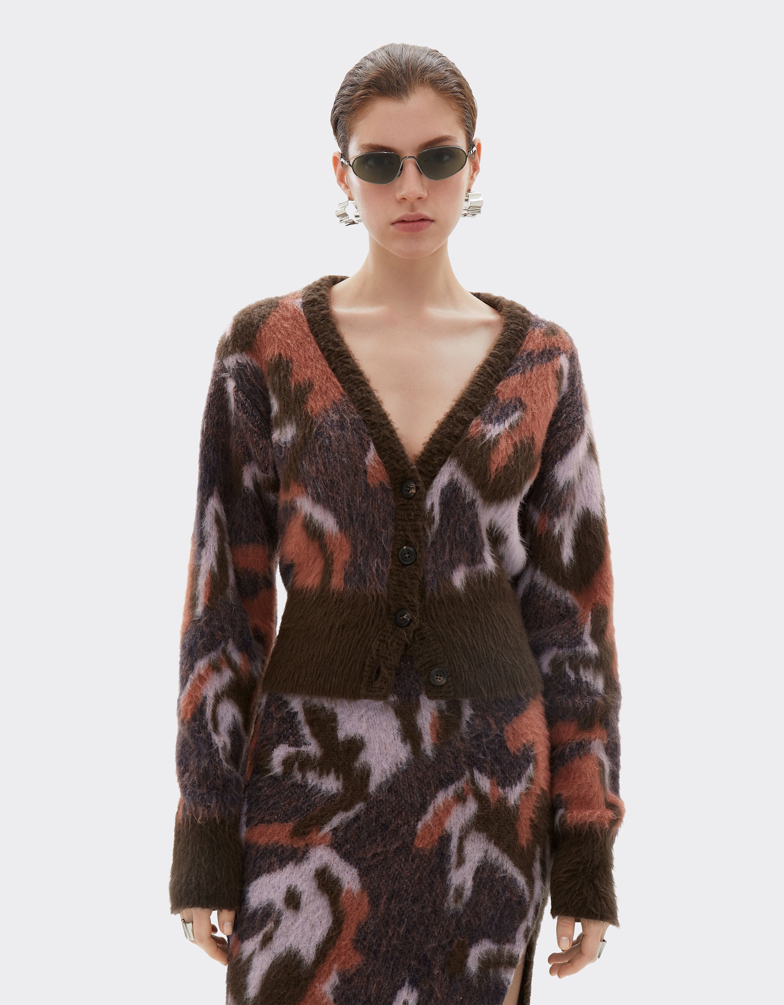 Ferrari Knit cardigan with Cavallino Ikat pattern Espresso 22530f