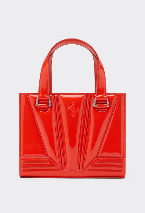 Ferrari Ferrari mini tote GT bag in glossy patent leather with Prancing Horse detail Dark Denim 20458f