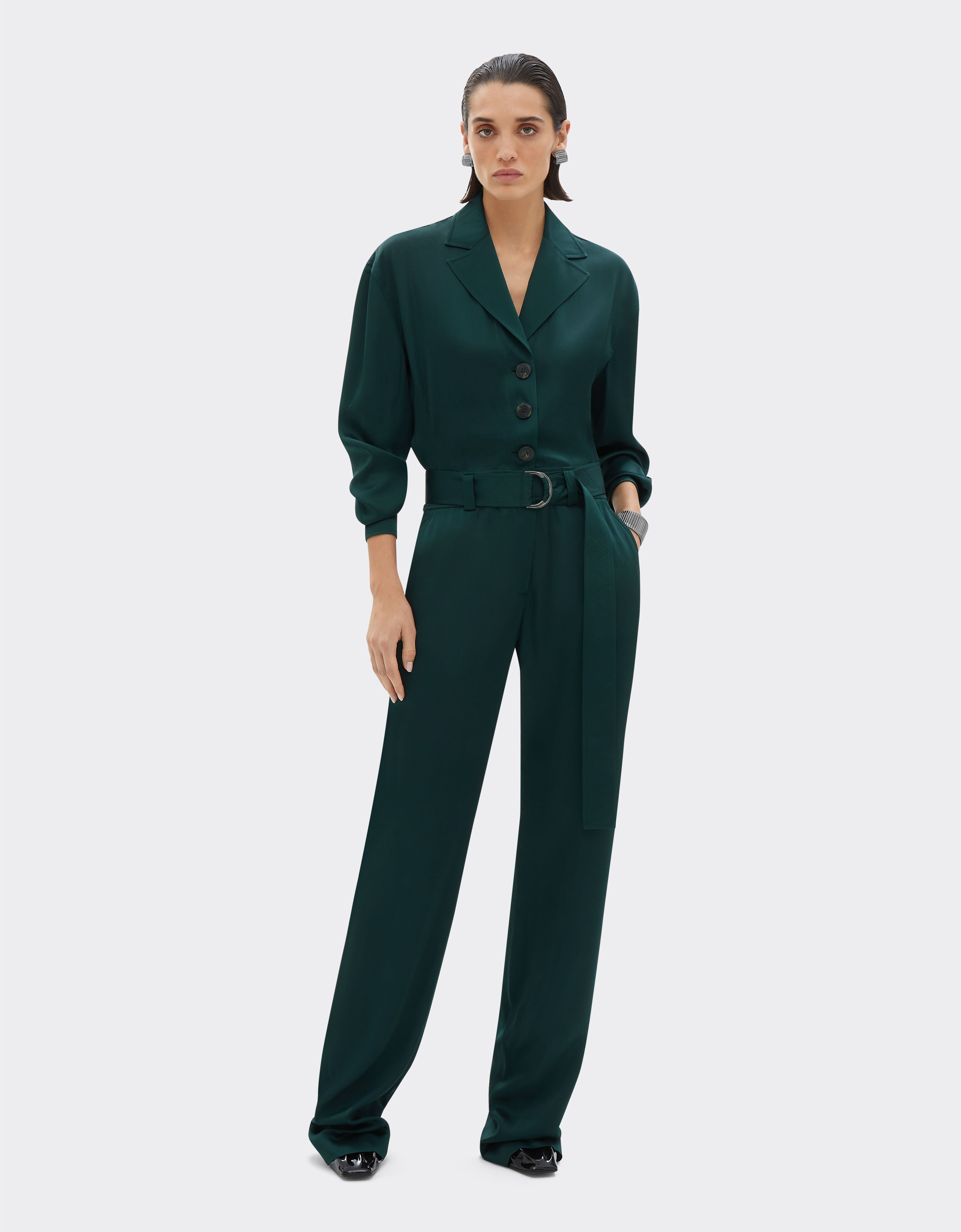 Ferrari Hammered satin jumpsuit Verde militar 21006f