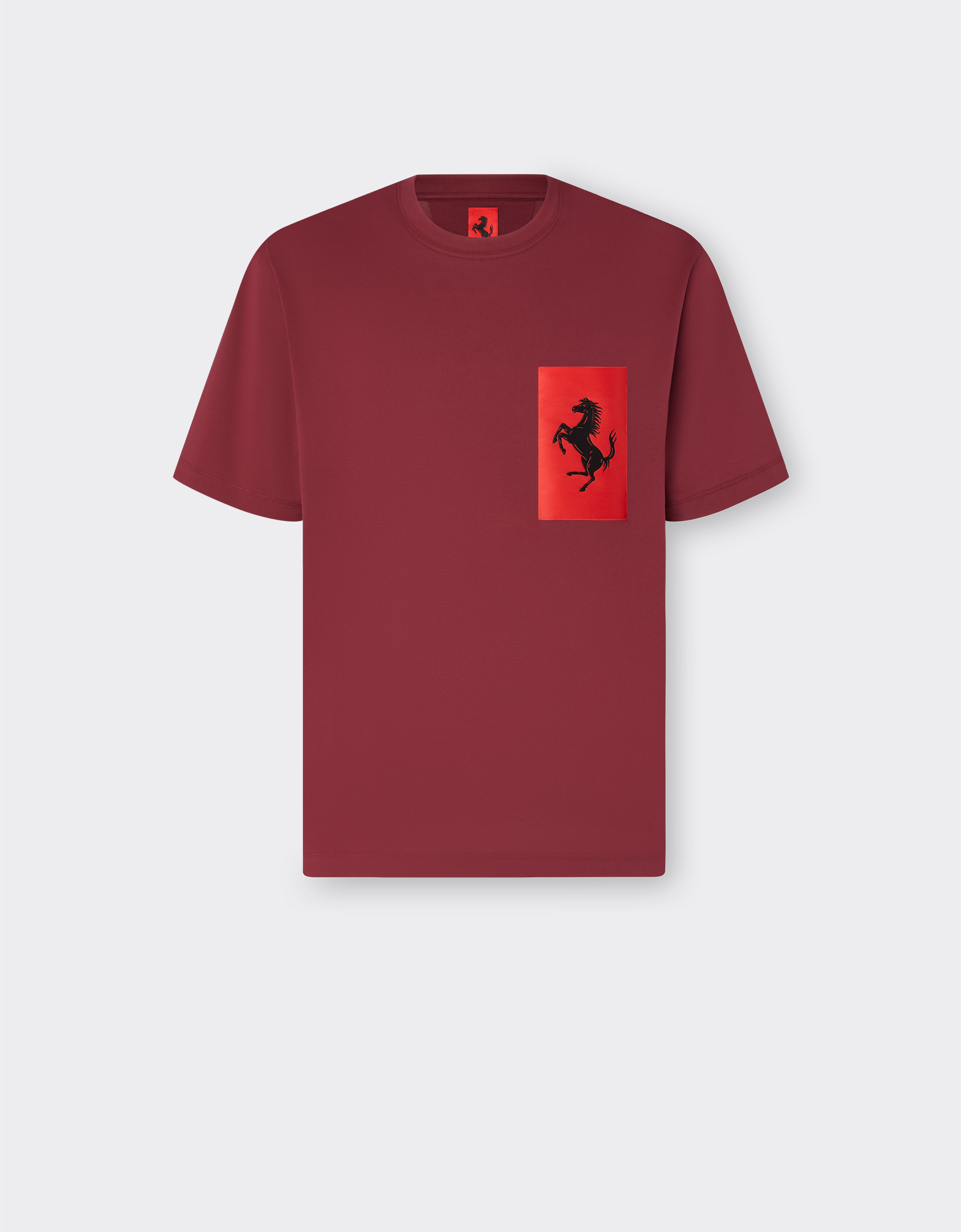 ${brand} T-Shirt aus Baumwolle mit Tasche mit Cavallino Rampante ${colorDescription} ${masterID}