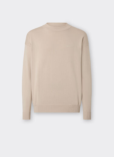 Ferrari Cotton and silk long sleeve sweater Ecru 48378f
