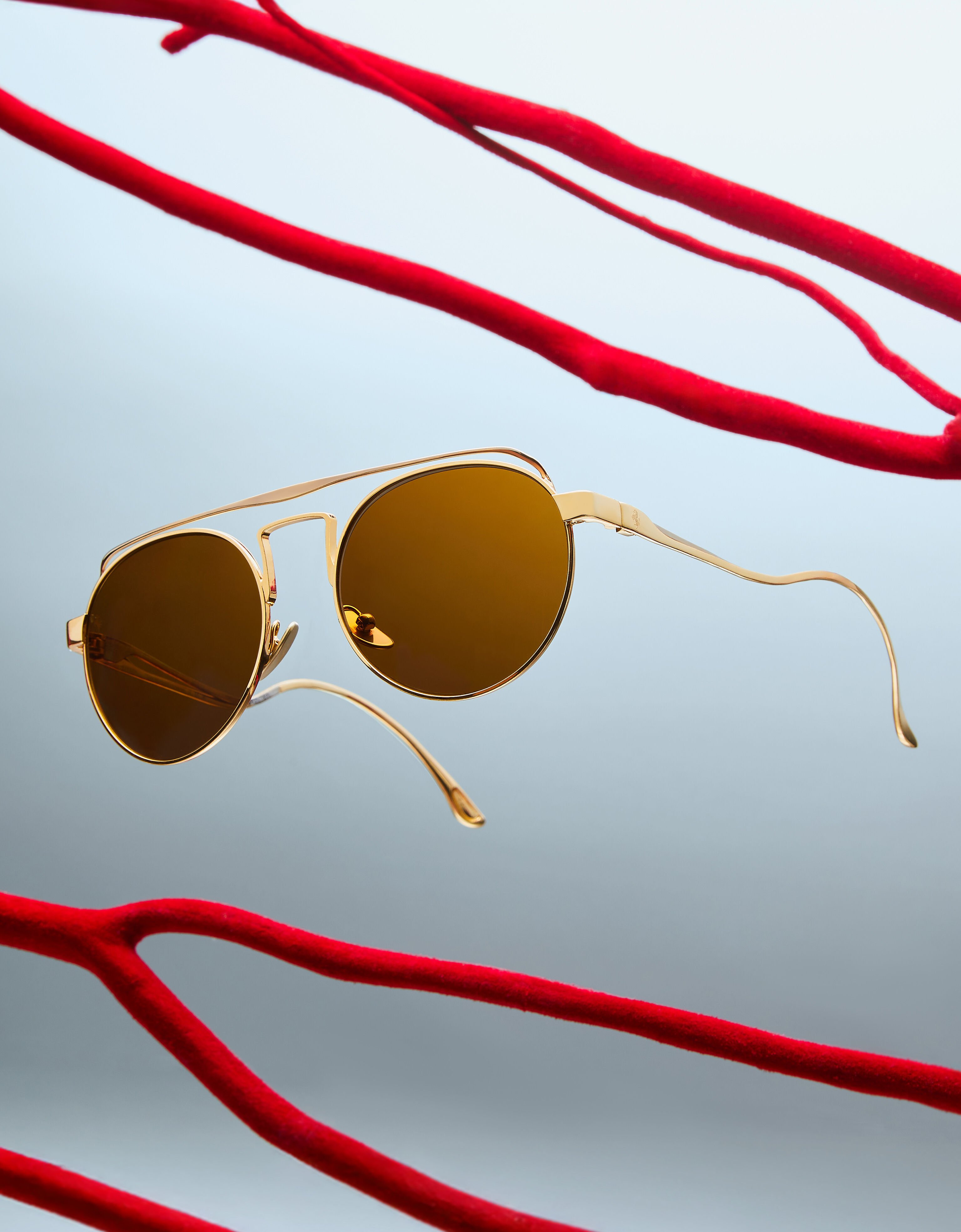 Ferrari Ferrari sunglasses in matte goldtitanium with blue lenses Gold LA0EOf