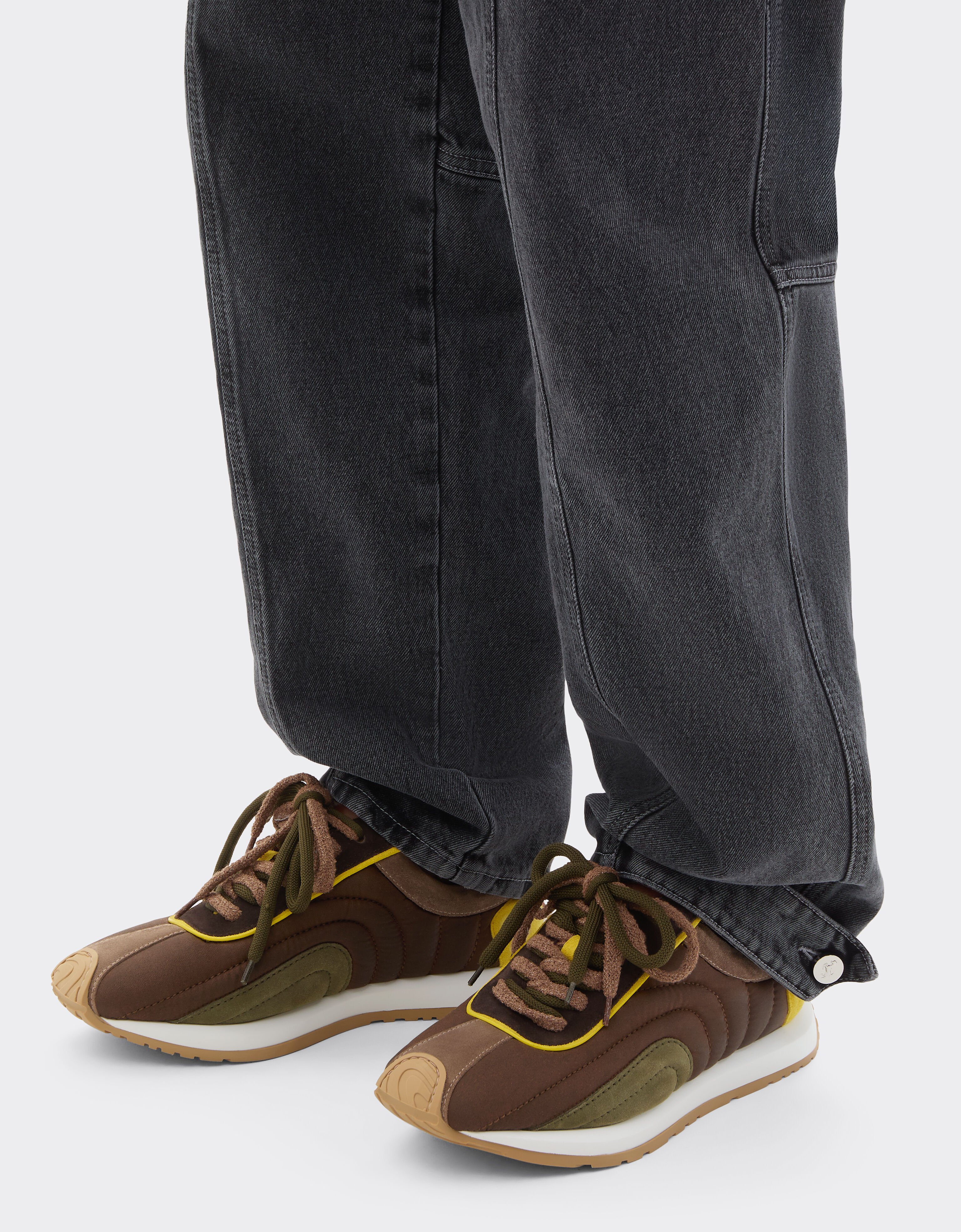 Ferrari Sneaker in suede, nappa leather, and waxed nylon Ebony 49886f