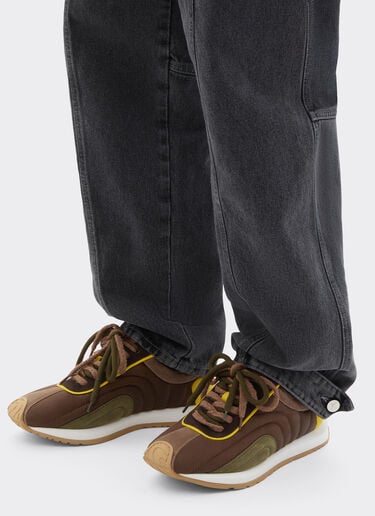 Ferrari Sneaker in suede, nappa leather, and waxed nylon Ebony 49886f