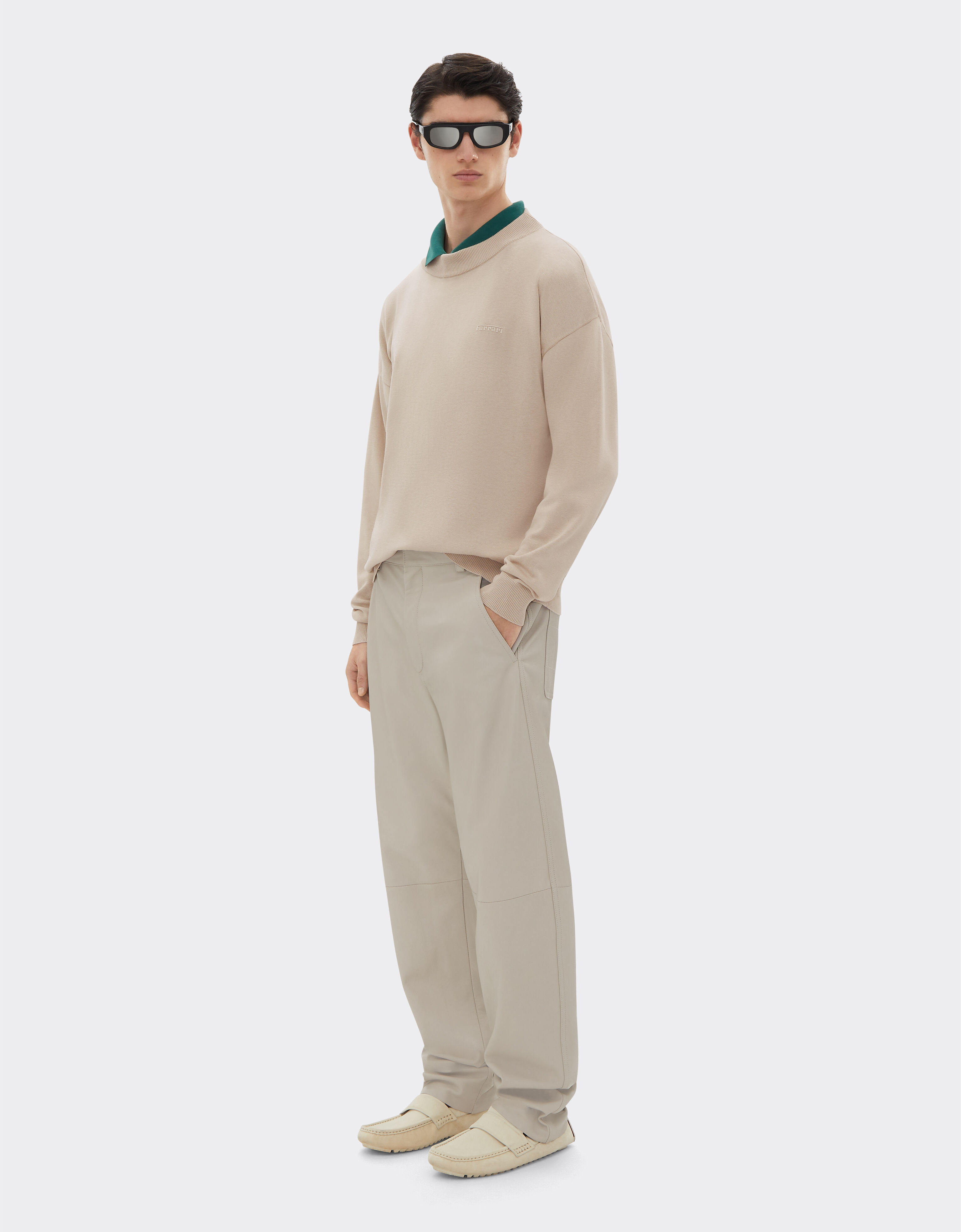 Ferrari Cotton and silk long sleeve sweater Ecru 48378f