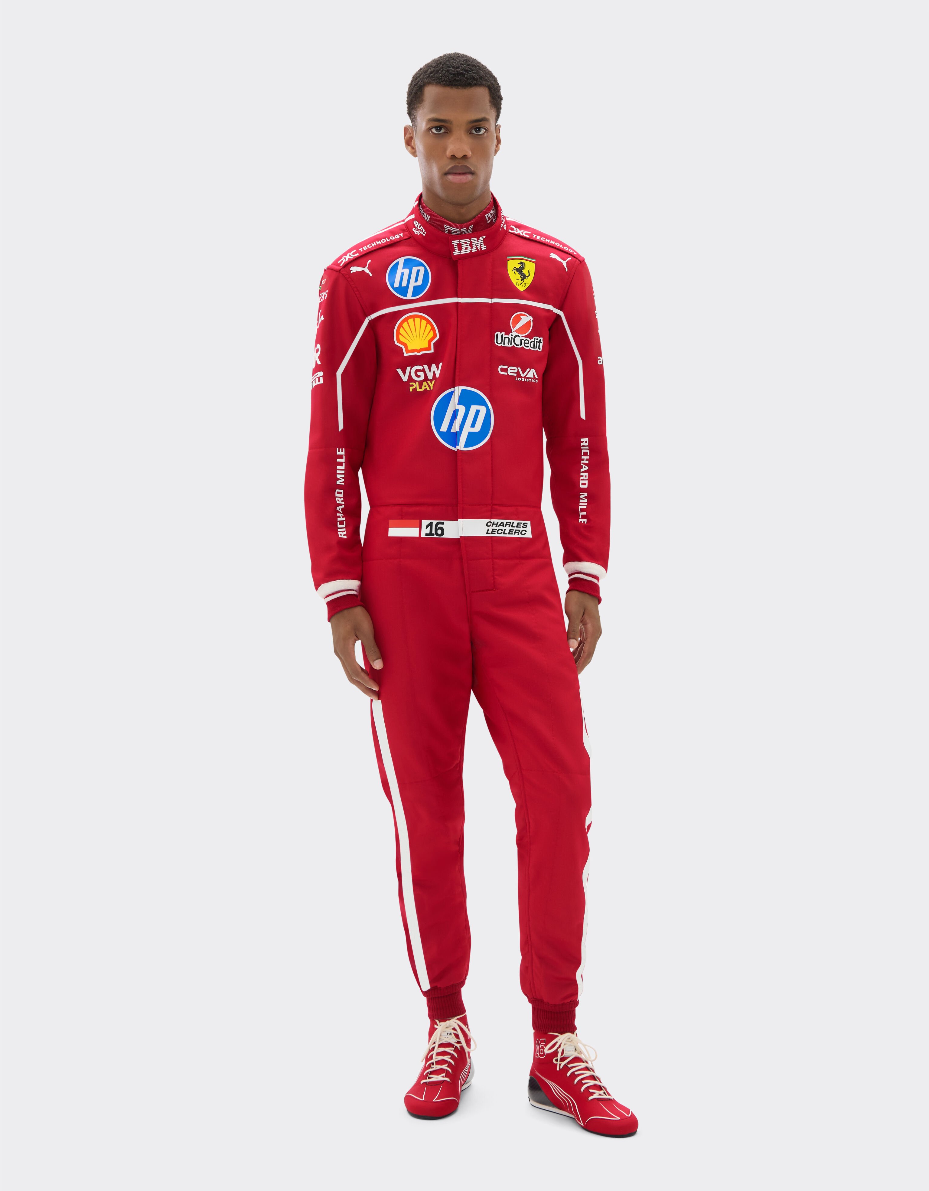 Ferrari Charles Leclerc Combinaison Puma pour la Scuderia Ferrari Rouge LA08Mf