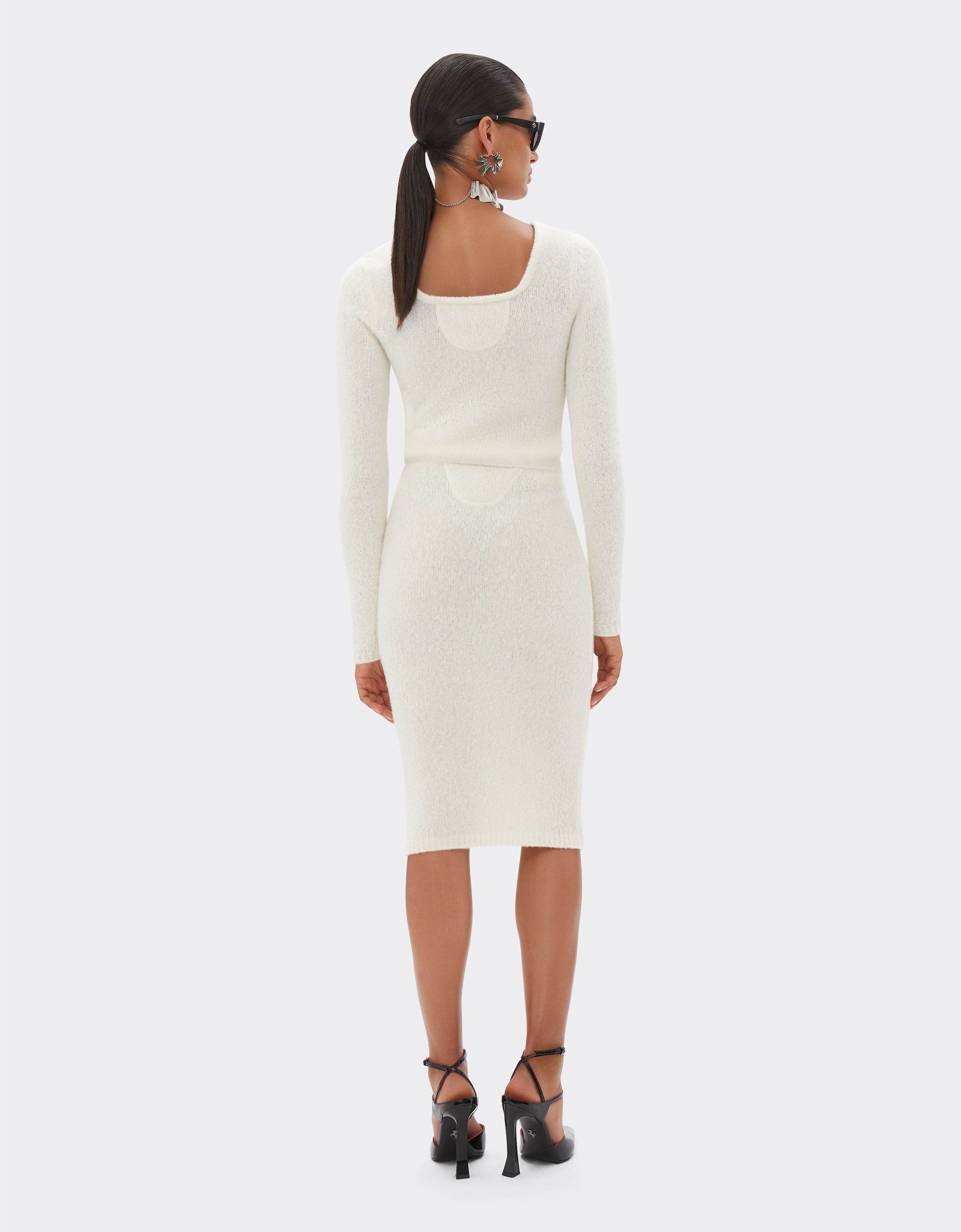 Ferrari Pencil skirt in cashmere and merino wool Ivory 21661f