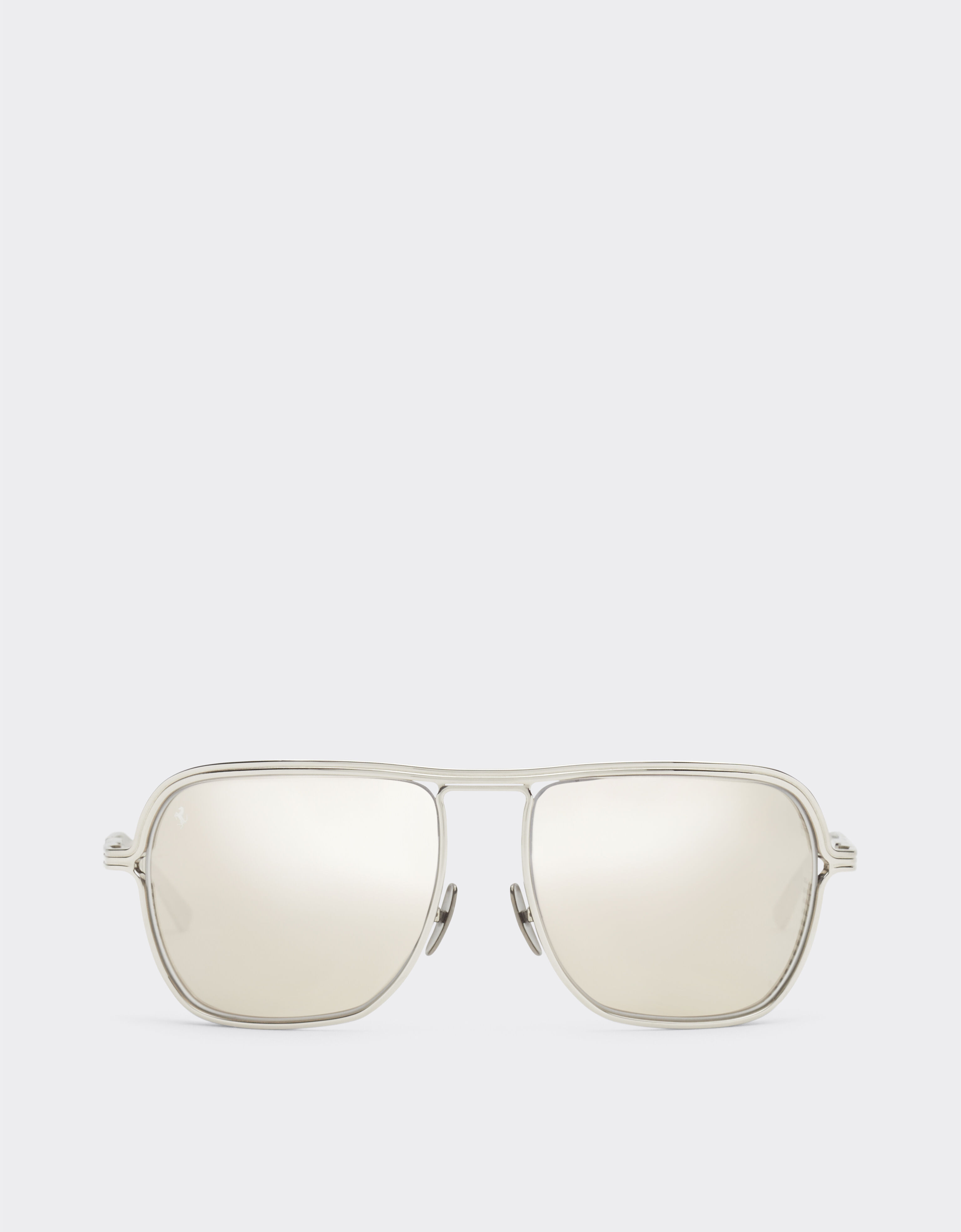 Ferrari Gafas de sol Ferrari de titanio con cristales espejados de oro blanco Plata F1526f