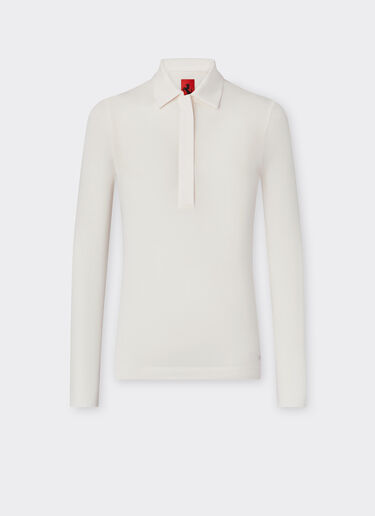 Ferrari Langärmeliges Poloshirt aus Kaschmir und Modal Elfenbein 21202f