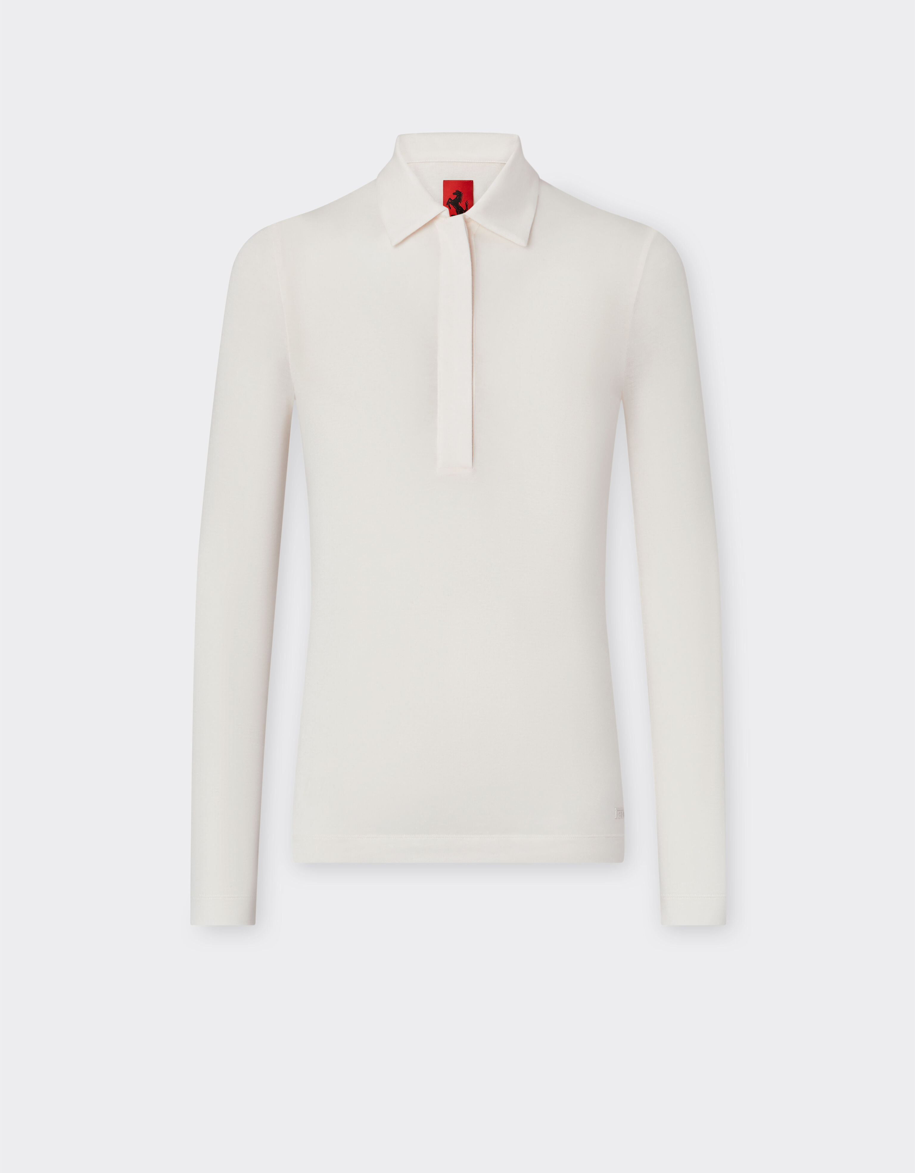 Ferrari Langärmeliges Poloshirt aus Kaschmir und Modal Elfenbein 21202f