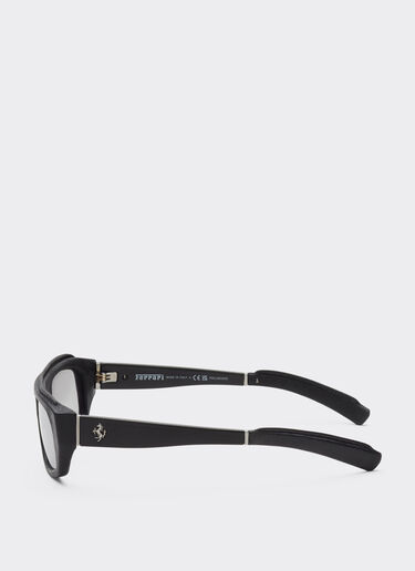 Ferrari Lunettes de soleil Ferrari en acétate et cuir noir avec verres miroir argentés Noir F1543f