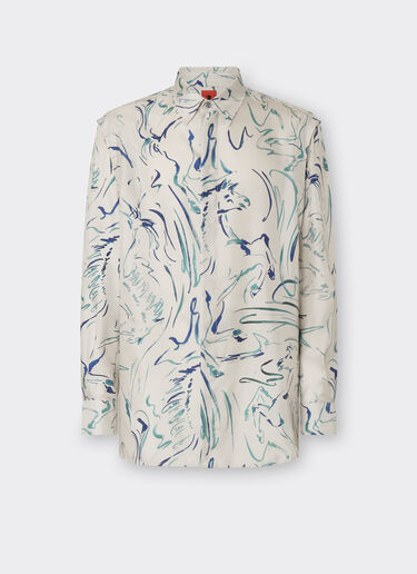 Silk shirt with Cavallino print Ferrari Silk shirt with Cavallino print Ecru 21904f